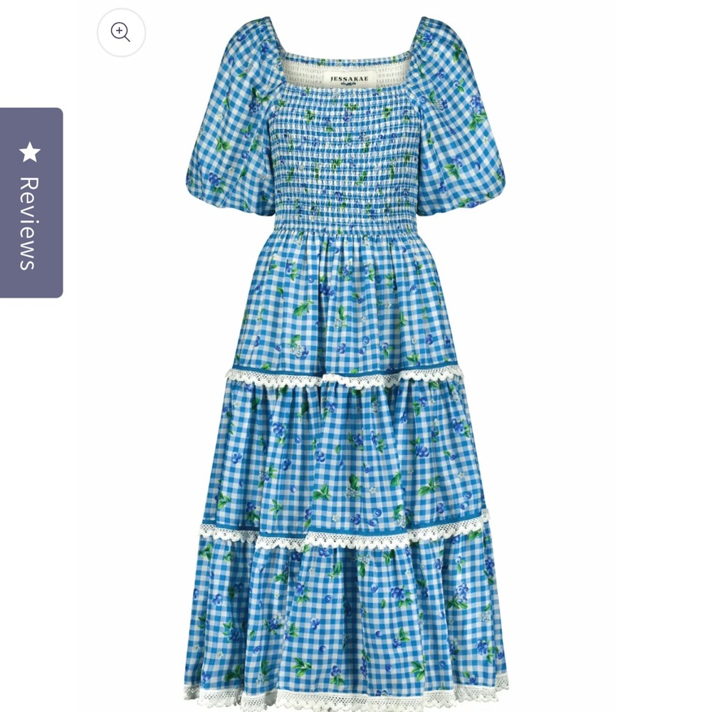 Blue Gingham Floral Maxi Dress